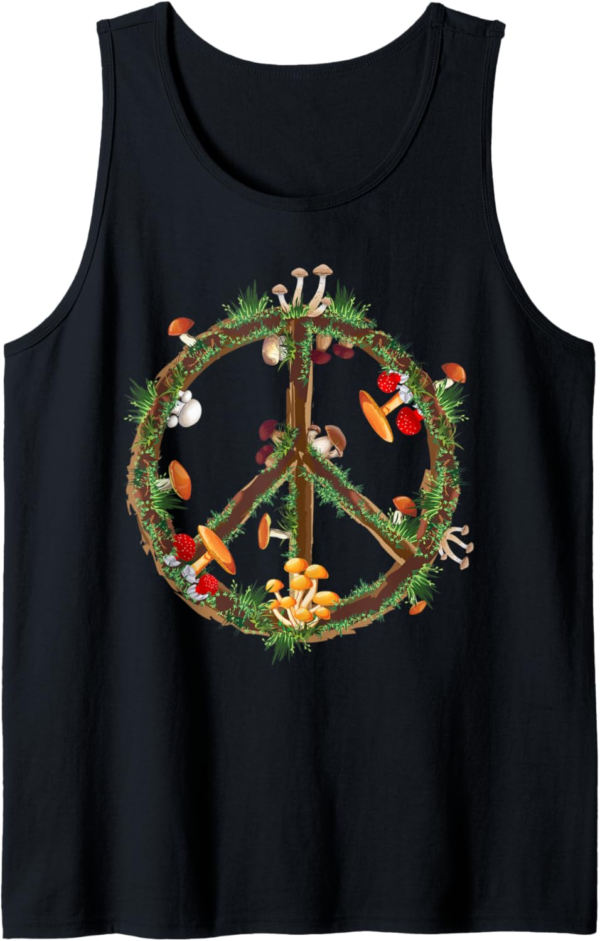 Psychedelic Magic Mushrooms Peace Sign 70s Mycologist Gift T... - Image 2